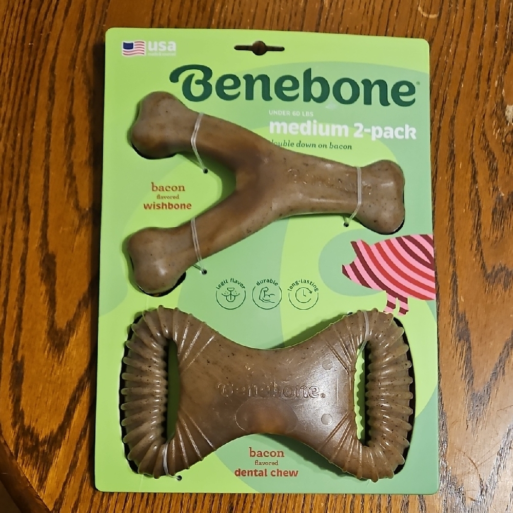 Benebone Medium 2-Pack Dog Dental Chew Toys